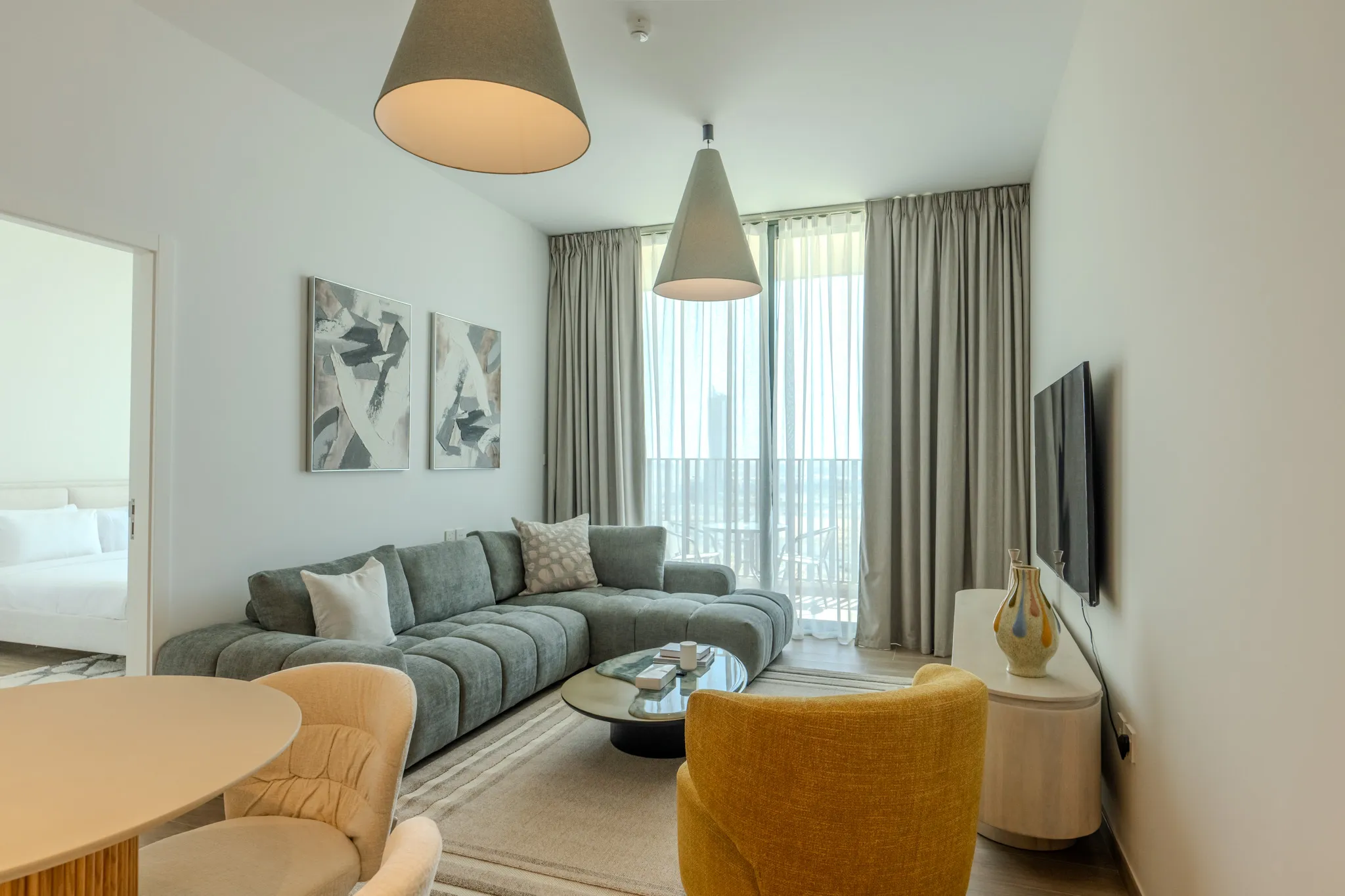 Spacious open-plan living area with contemporary design