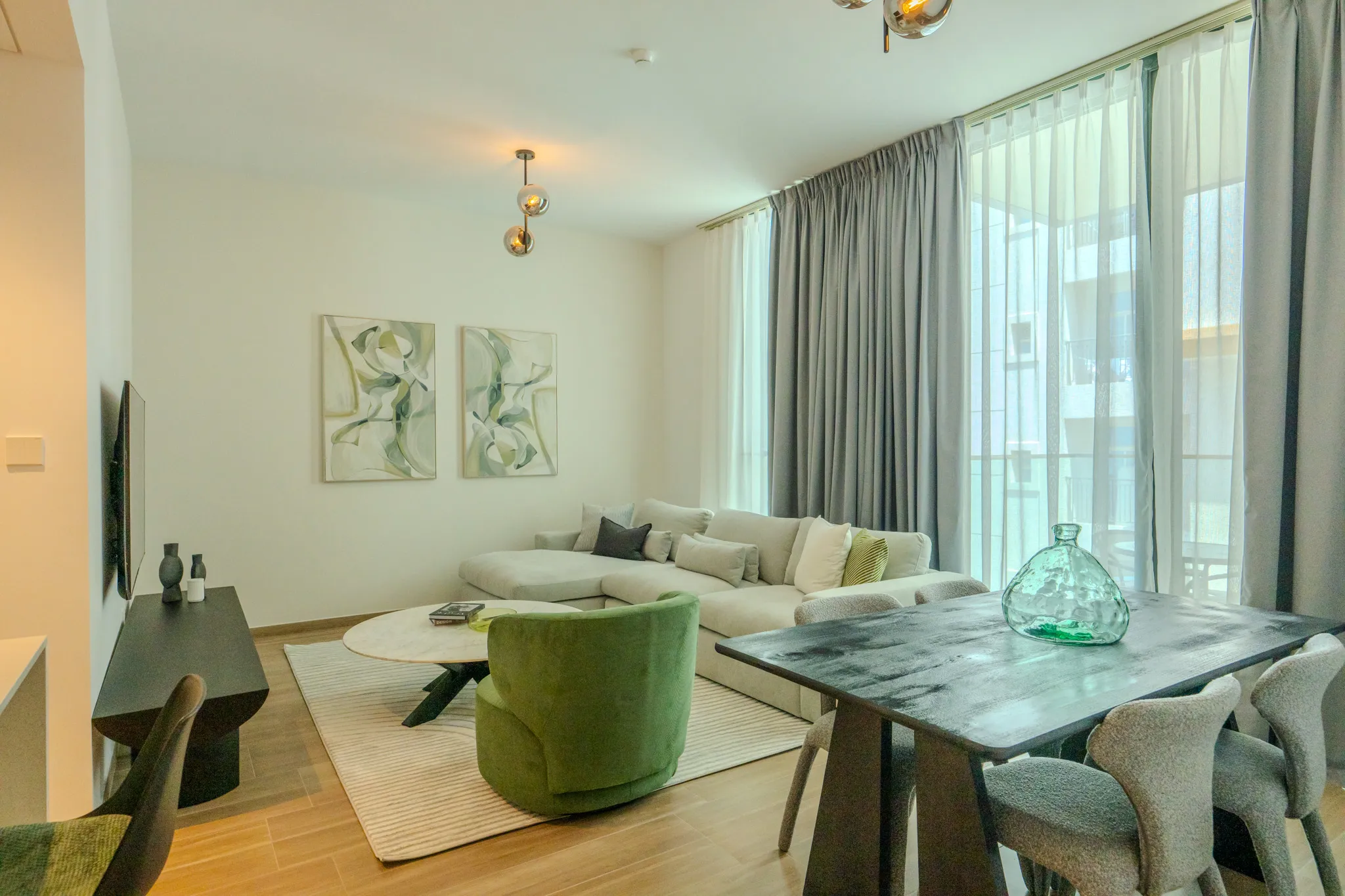 Spacious open-plan living area with contemporary design