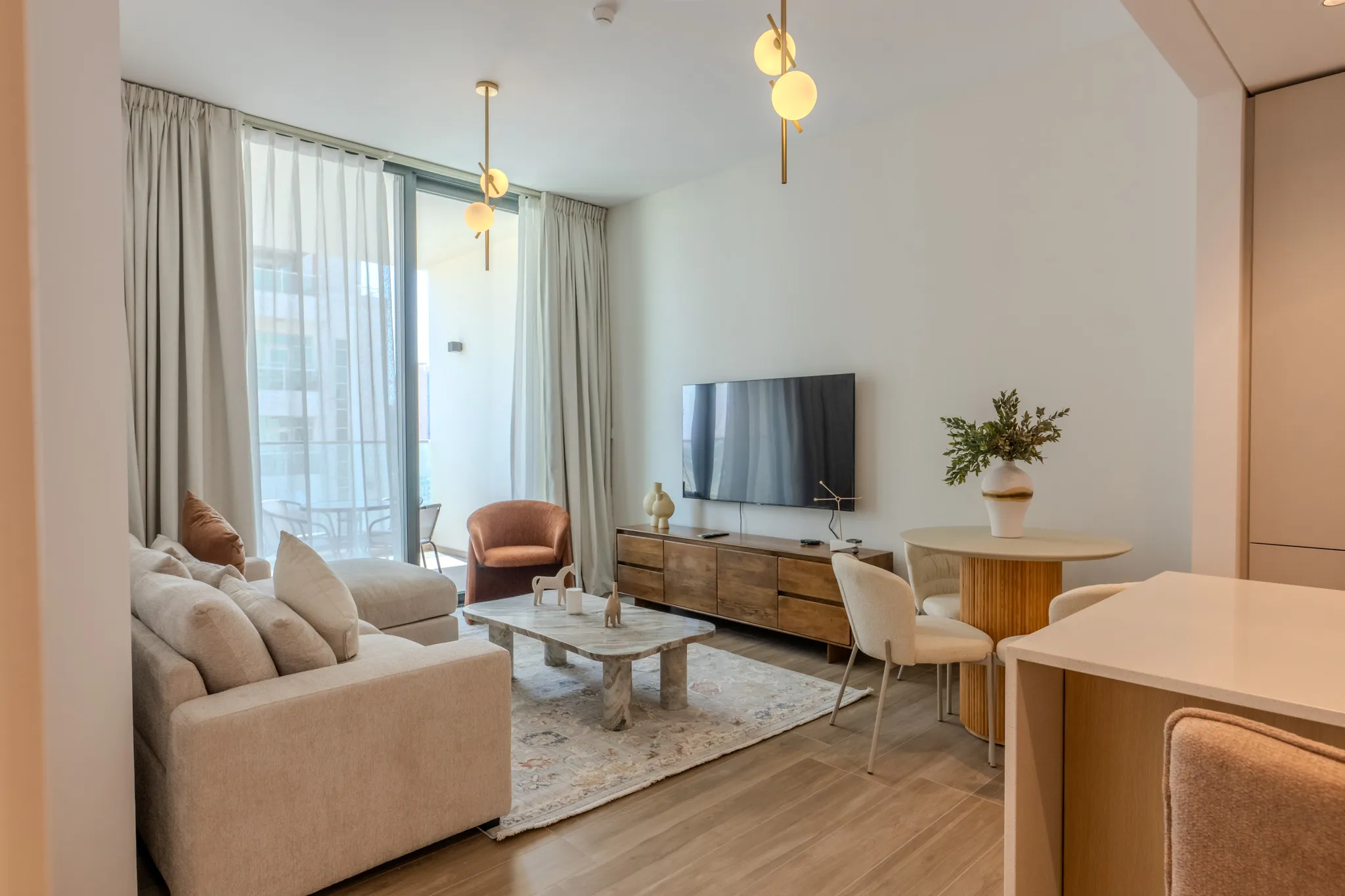 Living room with modern furniture and elegant decor