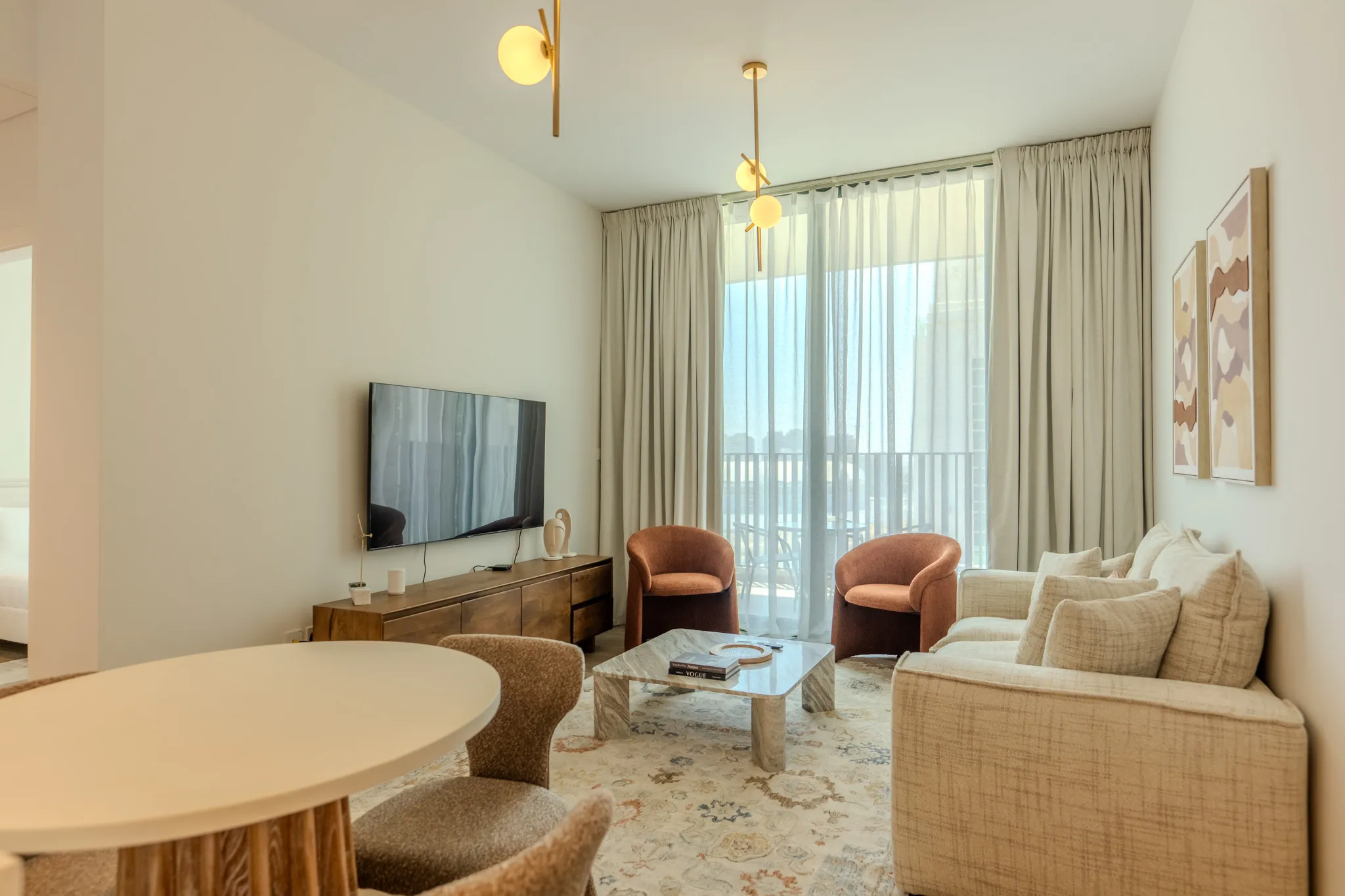 Living room with modern furniture and elegant decor