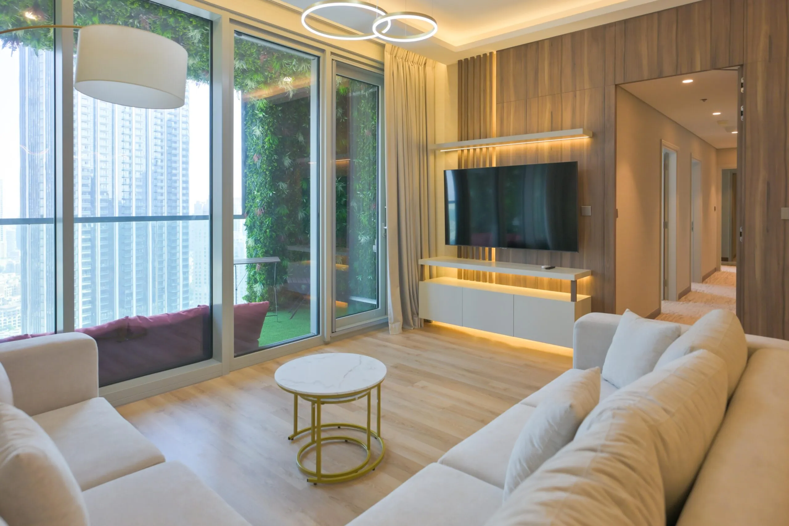 Living room with modern furniture and elegant decor