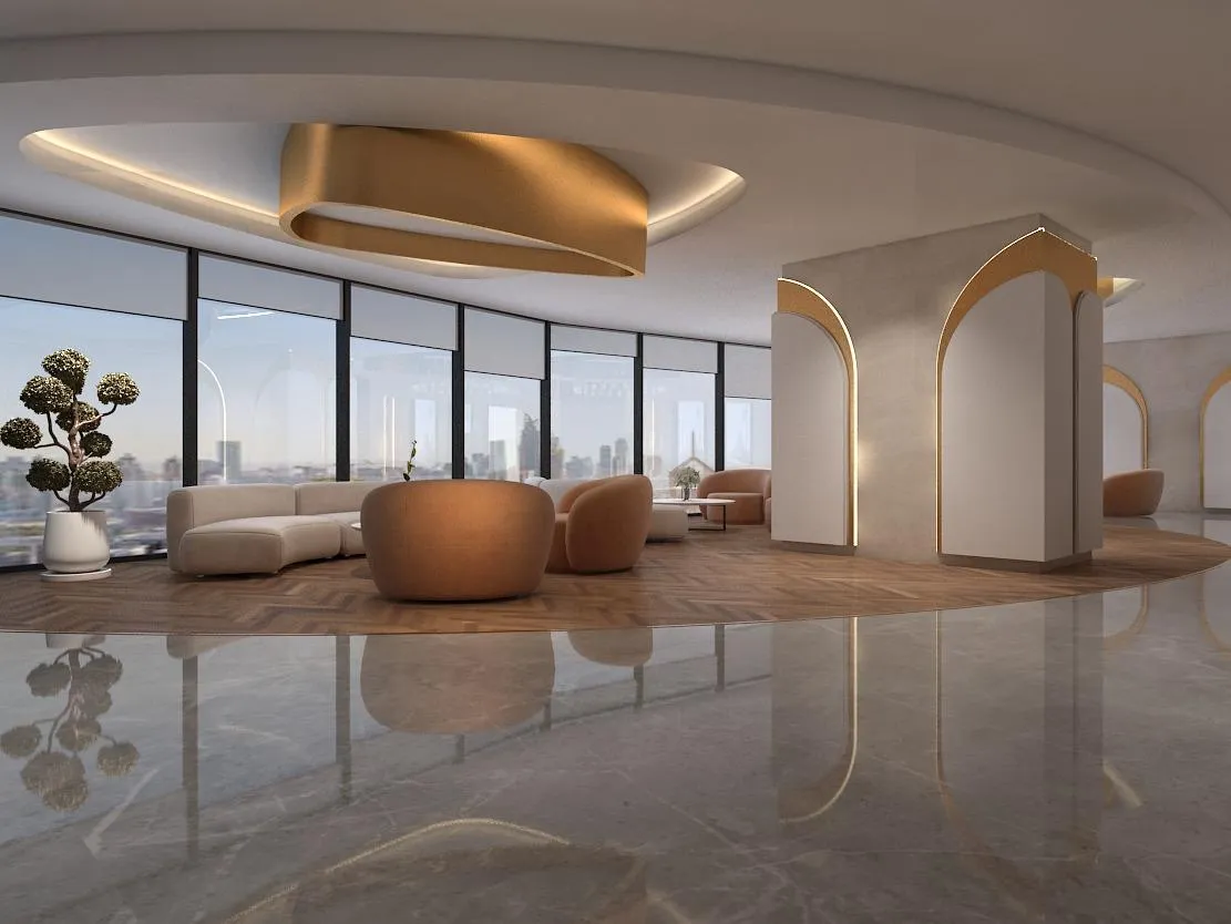 Spacious open-plan living area with contemporary design